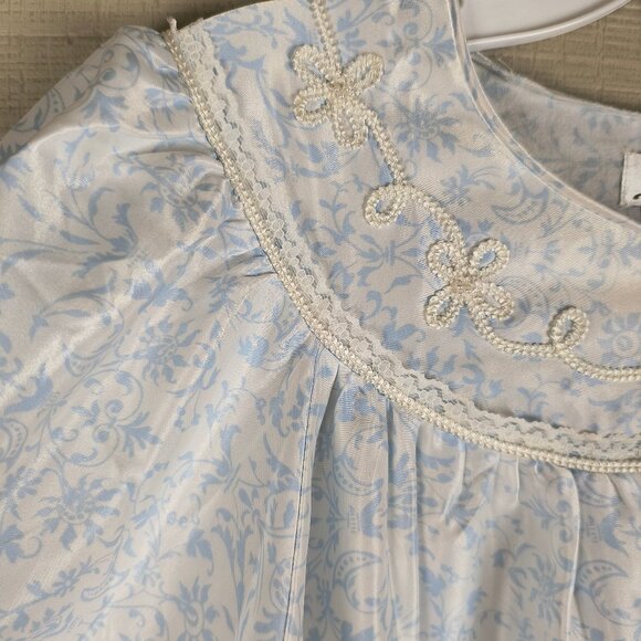 NWOT Aria Satin Nightgown Full Length Brushed Inside Long Sleeve Pastel Blue - Picture 4 of 5